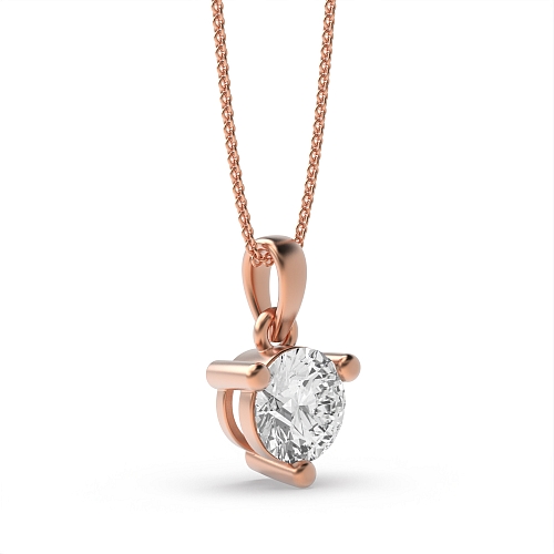 3 Prong Round Rose Gold solid bale dangling Pendant Necklaces