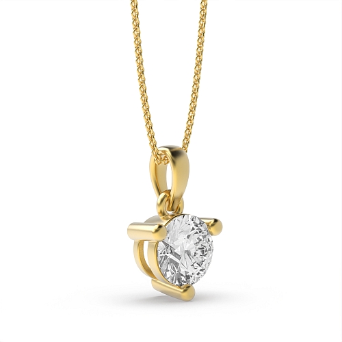 3 Prong Round Yellow Gold solid bale dangling Pendant Necklaces