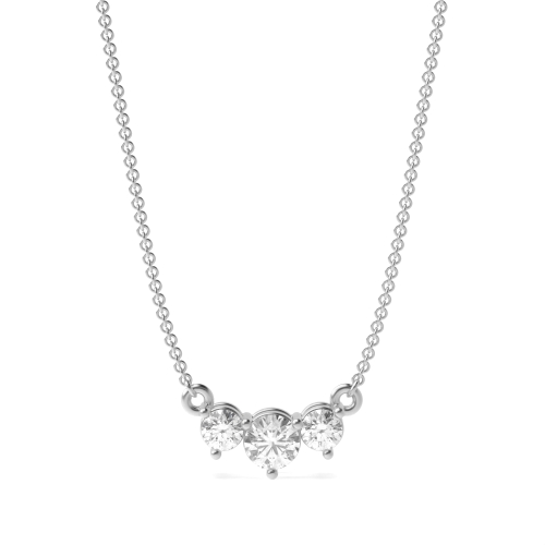 4 Prong Round Moissanite Trilogy Moissanite Necklace(3.7mm X 8.8mm)