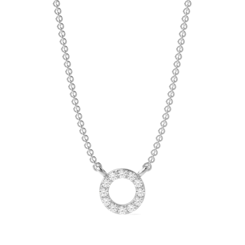 Pave Setting Round Moissanite Circle Necklace in Gold & Platinum(6.0mm-10.0mm)