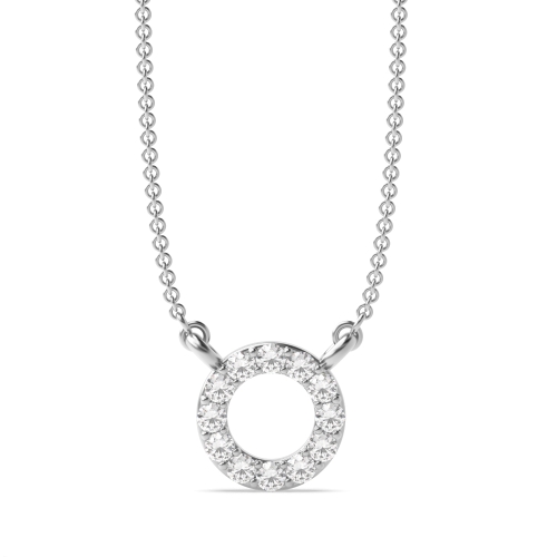 Pave Setting Round Diamond Circle Necklace in Gold & Platinum(6.0mm-10.0mm)