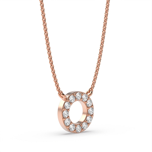 Pave Setting Round Rose Gold Petite  Pendant Necklaces