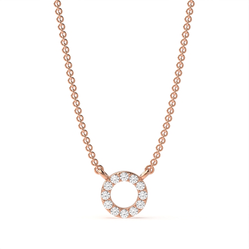 Pave Setting Round Rose Gold petit Circle Pendant Necklace