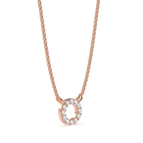 Pave Setting Round Rose Gold petit Circle Pendant Necklace