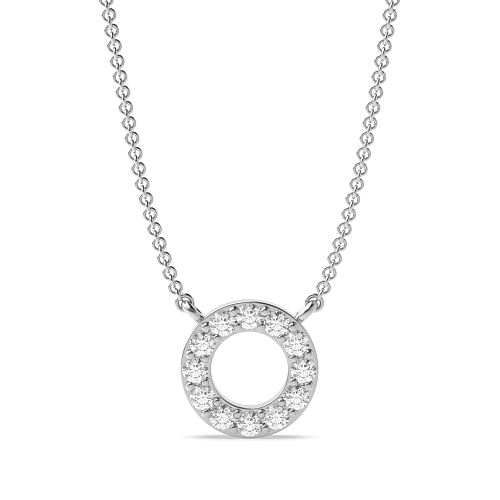 Pave Setting Round Petite  Pendant Necklaces
