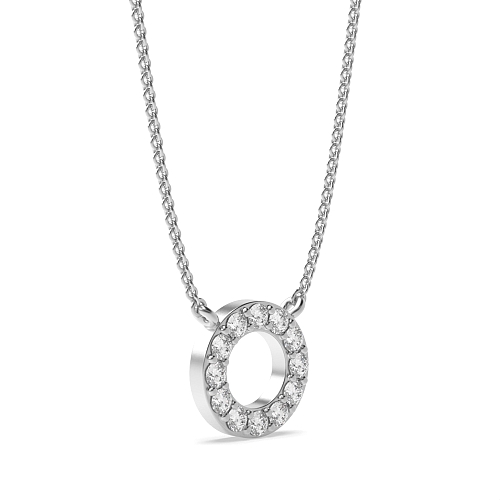 Pave Setting Round Petite  Pendant Necklaces