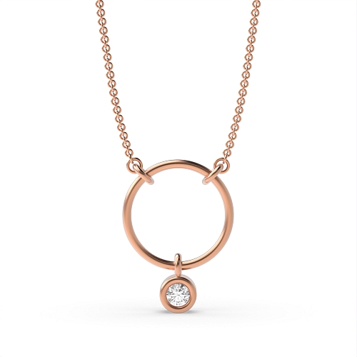 Bezel Setting Round Rose Gold Solitare Pendant Necklaces