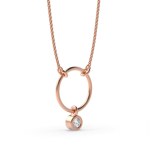 Bezel Setting Round Rose Gold Solitare Pendant Necklaces