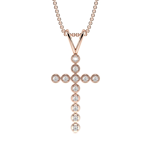 4 Prong Round Rose Gold Unique Pendant Necklaces