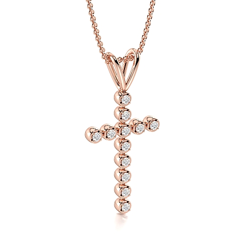 4 Prong Round Rose Gold Unique Pendant Necklaces