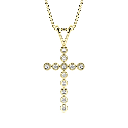 4 Prong Round Yellow Gold Unique Pendant Necklaces