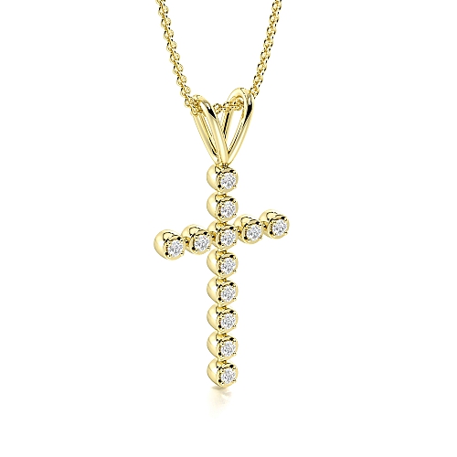 4 Prong Round Yellow Gold Unique Pendant Necklaces