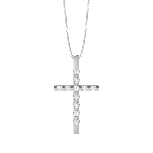 Flush Setting Round ApexCircle Moissanite Cross Pendant Necklace