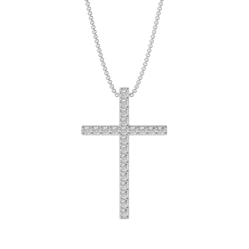 4 Prong Round Classic Popular Moissanite Cross Necklace(21.8mm X 14.2mm)