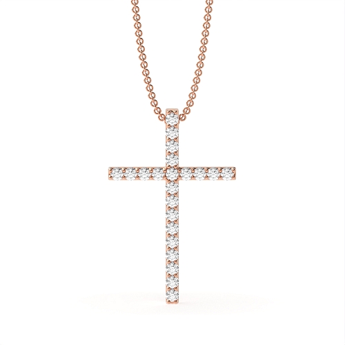 4 Prong Round Rose Gold Legacycross Pendant Necklaces