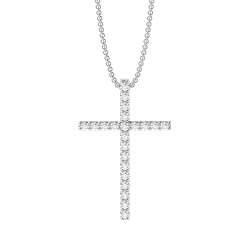 4 Prong Round LegacyCross Moissanite Cross Pendant Necklace