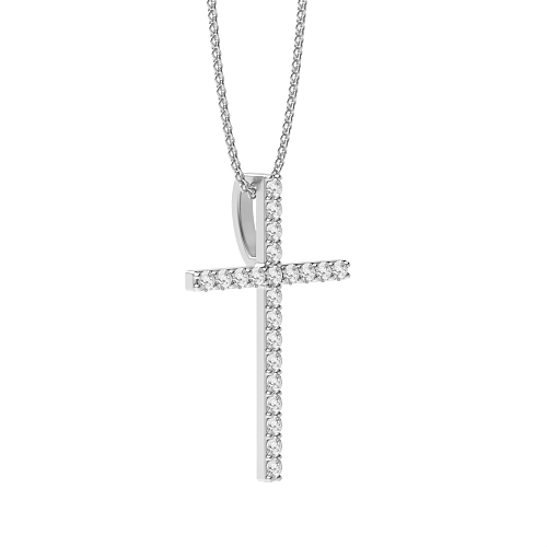 4 Prong Round LegacyCross Moissanite Cross Pendant Necklace