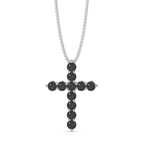 4 Prong Round Classic Black Diamond Pendant Necklaces