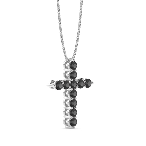 4 Prong Round Classic Black Diamond Pendant Necklaces