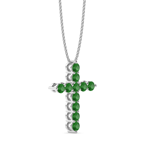 4 Prong Round Classic Emerald Pendant Necklaces