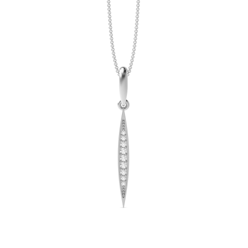 Pave Setting Round Silver Long drop Pendant Necklaces
