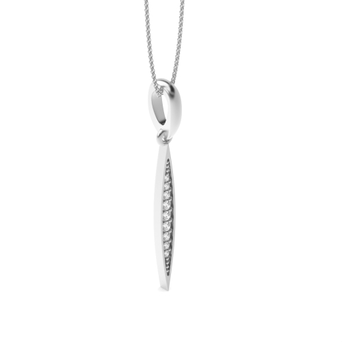 Pave Setting Round Silver Long drop Pendant Necklaces