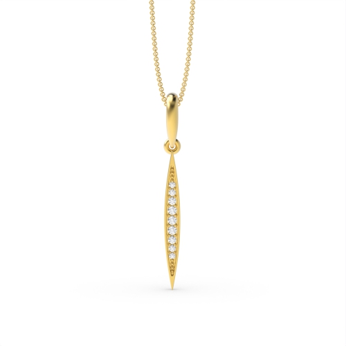 Pave Setting Round Yellow Gold Long drop Pendant Necklaces