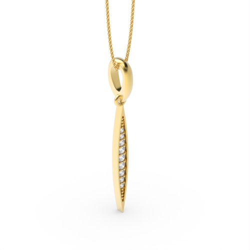 Pave Setting Round Yellow Gold Long drop Pendant Necklaces