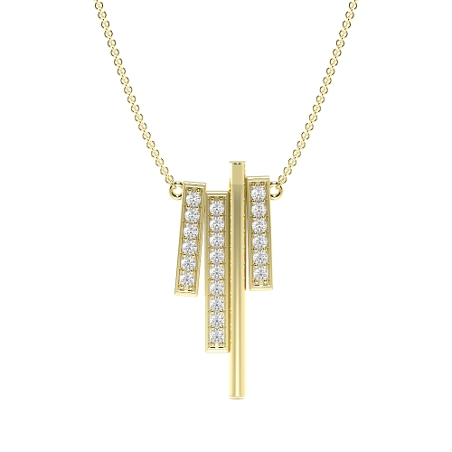 Pave Setting Round Drop Diamond Designer Pendant Necklace(23.0mm X 9.7mm)