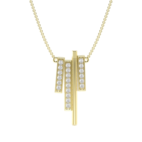 Pave Setting Round Yellow Gold Elegant drop Pendant Necklaces