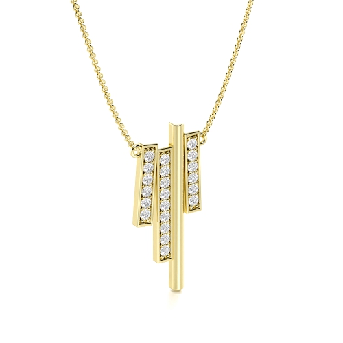 Pave Setting Round Yellow Gold Elegant drop Pendant Necklaces