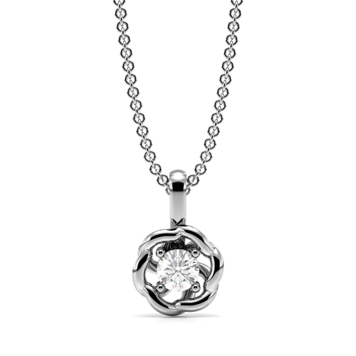 4 Prong Round Swirl Style Lab Grown Diamond Solitaire Pendant Necklace