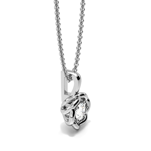4 Prong Round Swirl Solitaire Pendant Necklace