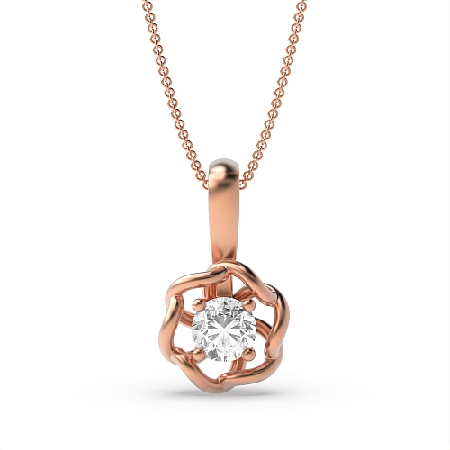 4 Prong Round Rose Gold Swirl Pendant Necklaces