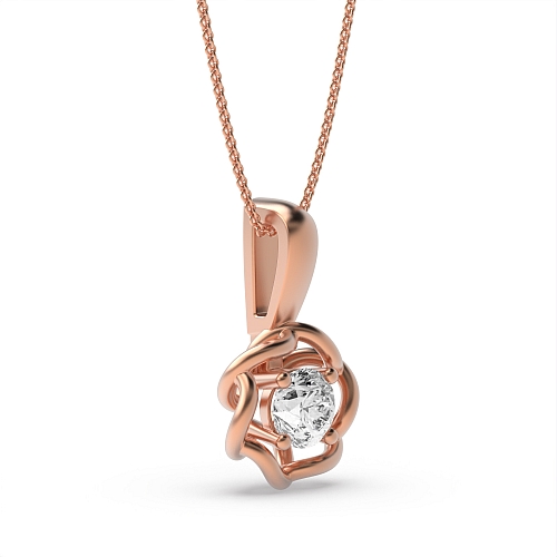 4 Prong Round Rose Gold Swirl Pendant Necklaces