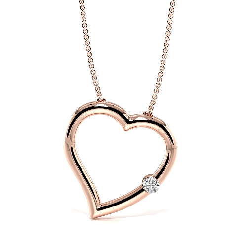 Flush Setting Round Rose Gold CoreHeart Heart Pendant Necklace