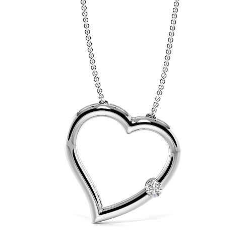 Flush Setting Round White Gold CoreHeart Heart Pendant Necklace