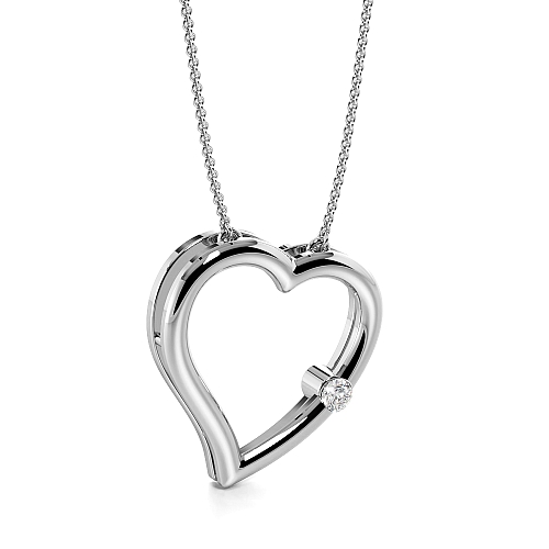 Flush Setting Round White Gold CoreHeart Heart Pendant Necklace