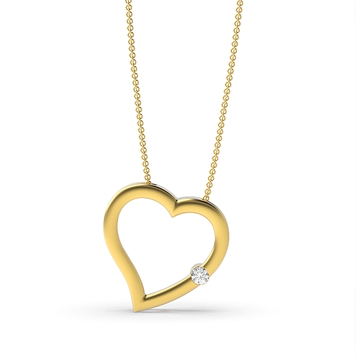 Flush Setting Round Yellow Gold Coreheart Pendant Necklaces