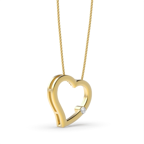 Flush Setting Round Yellow Gold Coreheart Pendant Necklaces