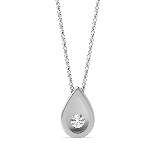 Bezel Setting Round tear drop Moissanite Solitaire Pendant Necklace