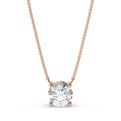 4 Prong Setting Round Diamond Solitaire Pendant for Ladies