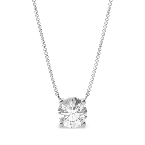 4 Prong Setting Round Diamond Solitaire Pendant for Ladies