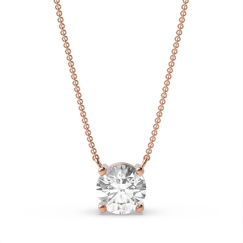 4 Prong Rose Gold elegant Solitaire Pendant Necklace