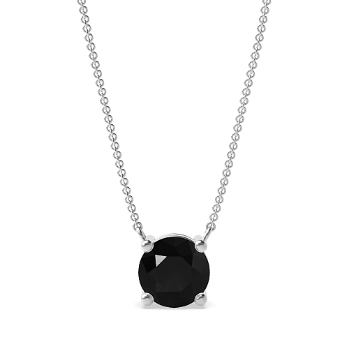 4 Prong basket chain linked Black Diamond Pendant Necklaces