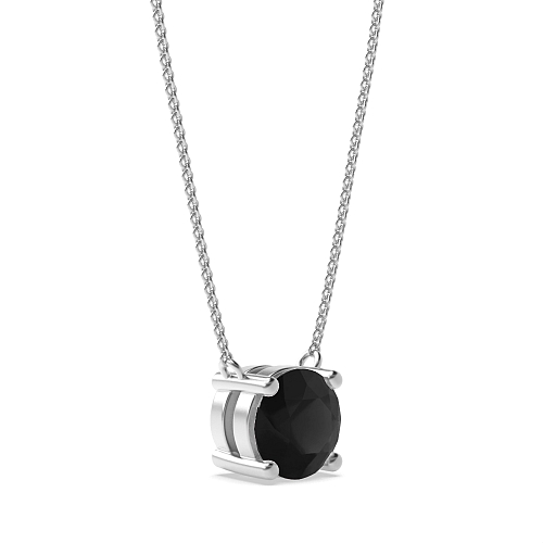 4 Prong basket chain linked Black Diamond Pendant Necklaces