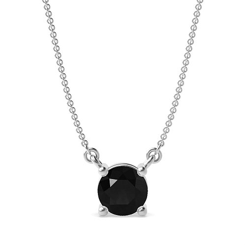 4 Prong basket chain linked Black Diamond Pendant Necklaces