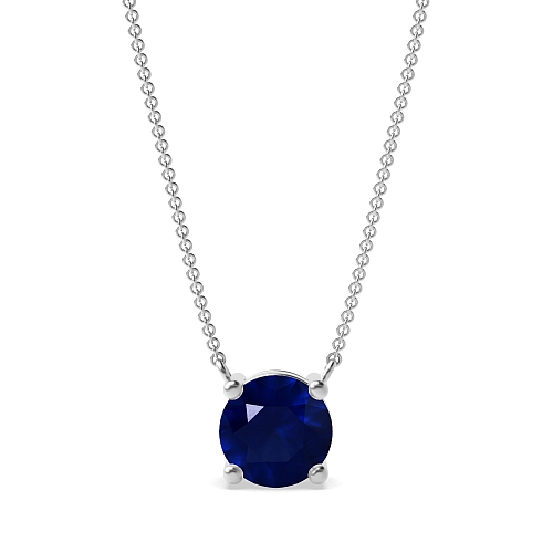 4 Prong elegant Blue Sapphire Solitaire Pendant Necklace