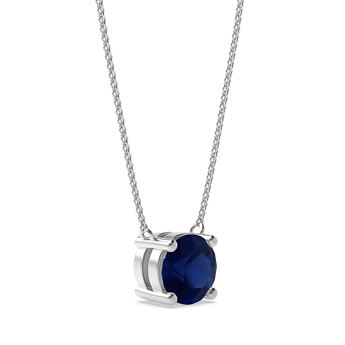 4 Prong elegant Blue Sapphire Solitaire Pendant Necklace