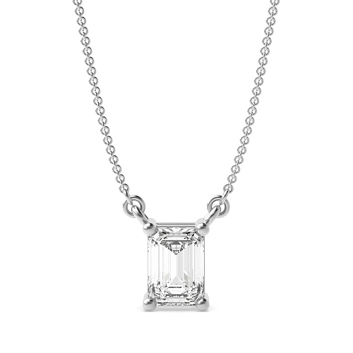 4 Prong Emerald basket chain linked Pendant Necklaces